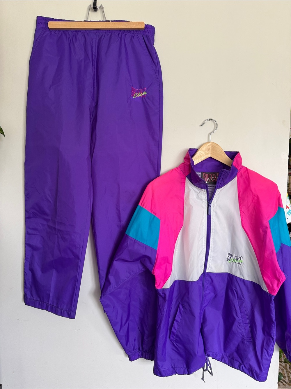 Vintage Brooks Elite Nylon Set Colourblock Windbreaker Jacket and Pants